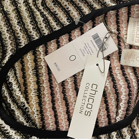 Chico’s Gold & Black Metallic‎ Pullover Seater size small - Picture 5 of 6